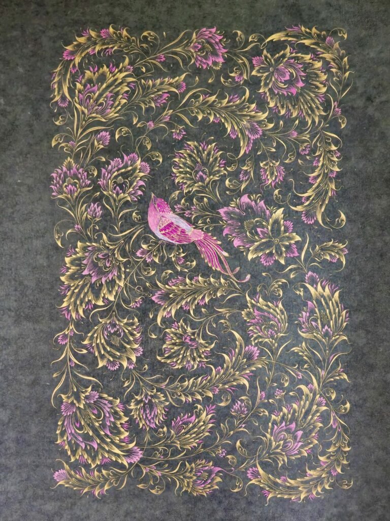 Majestic Spring, 2025, Gouache and gold on handmade paper, 85 × 65 cm, Nilpar Gallery